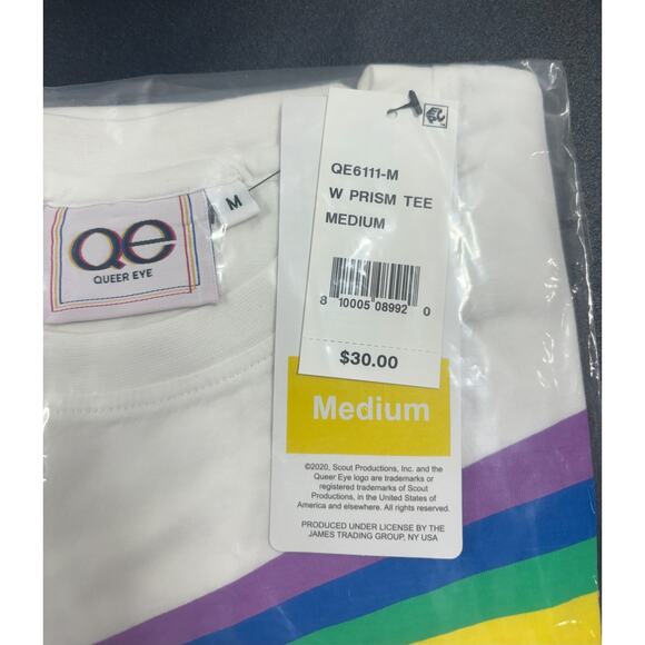 Queer Eye NWT Unisex Adult‎ Rainbow Prism White T-Shirt in Size Medium - Picture 2 of 3